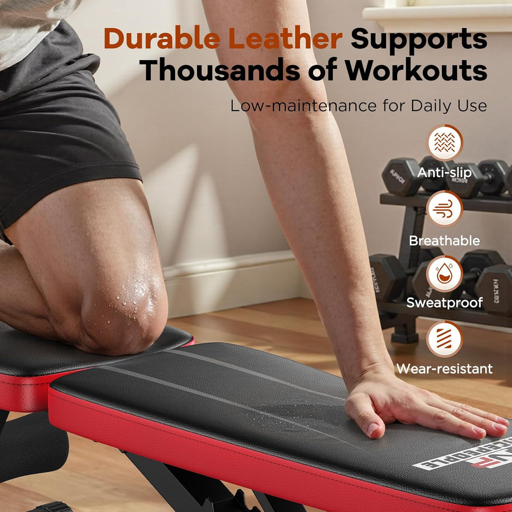 Basic Weight Bench for Home Gym, Foldable Workout Bench with 8 Backrests, 660LBS Weight Capacity Adjustable Bench wourant
