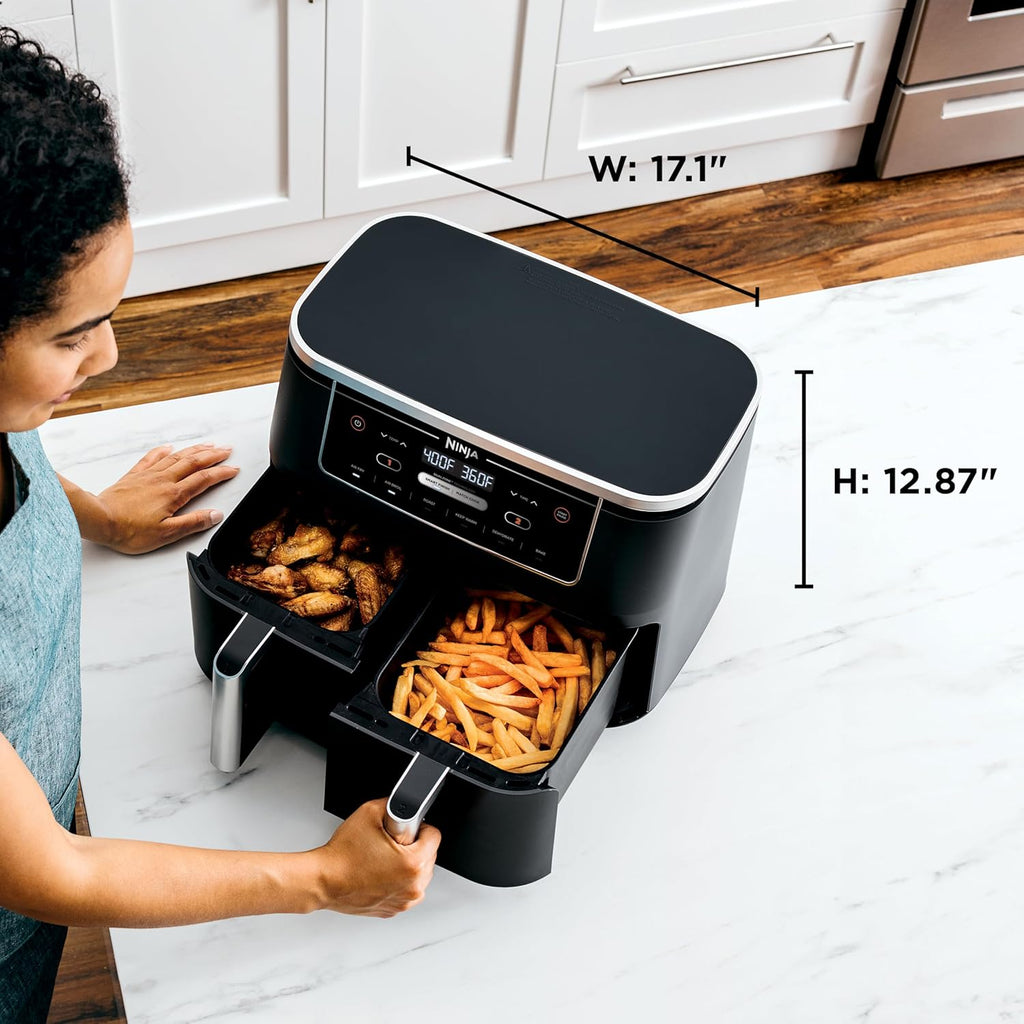 Ninja Foodi 10QT 6-in-1 DualZone Smart XL Air Fryer, 2 Independent 5QT Baskets, Smart Cook Thermometer, Match Cook, Smart Finish, Air Fry, Roast, Bake, Dehydrate, Reheat, Grey, DZ550 wourant