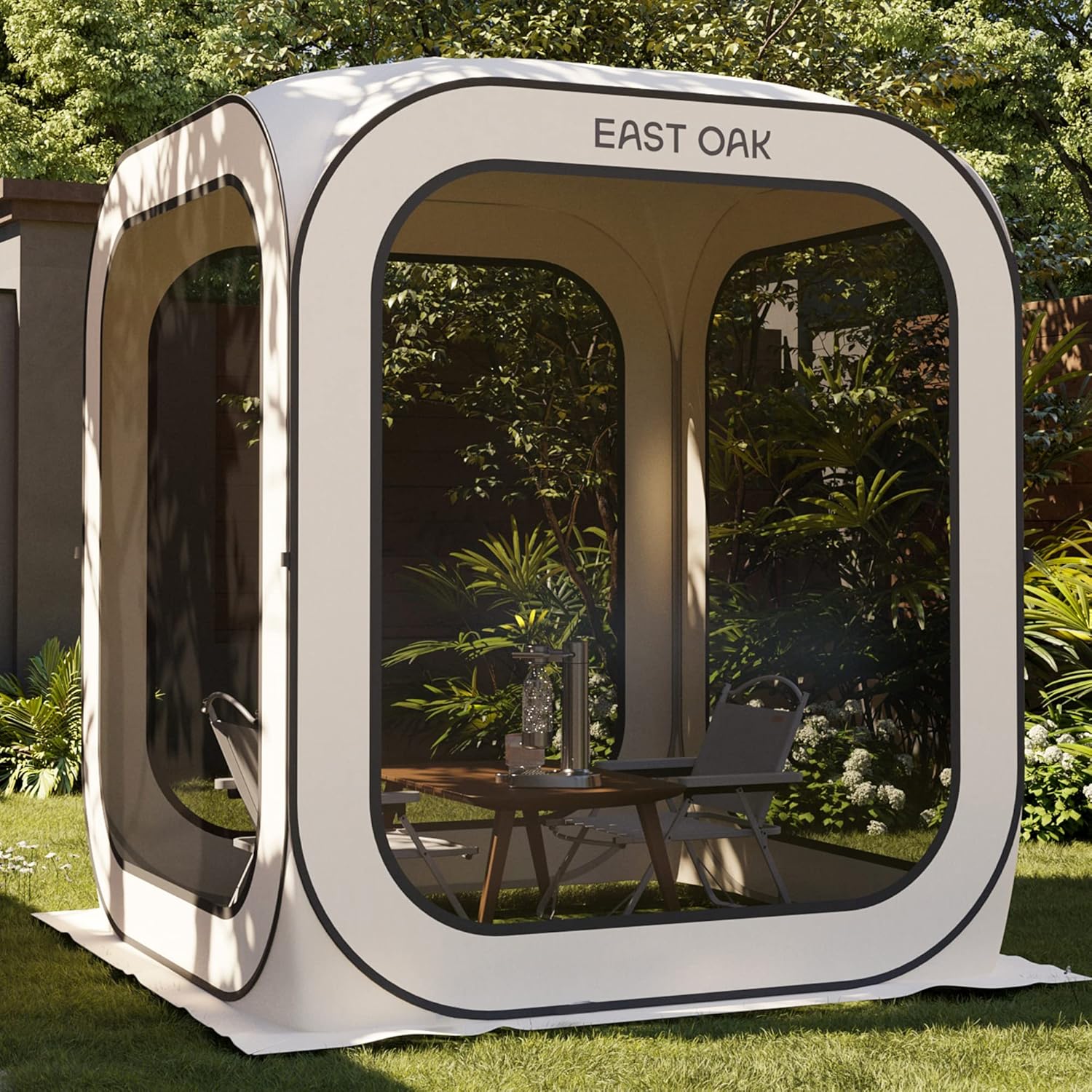EAST OAK Screen House Tent Pop-Up, Portable Screen Room Canopy Instant Screen Tent 10 x 10 FT with Carry Bag for Patio, Backyard, Deck & Outdoor Activities, Beige wourant