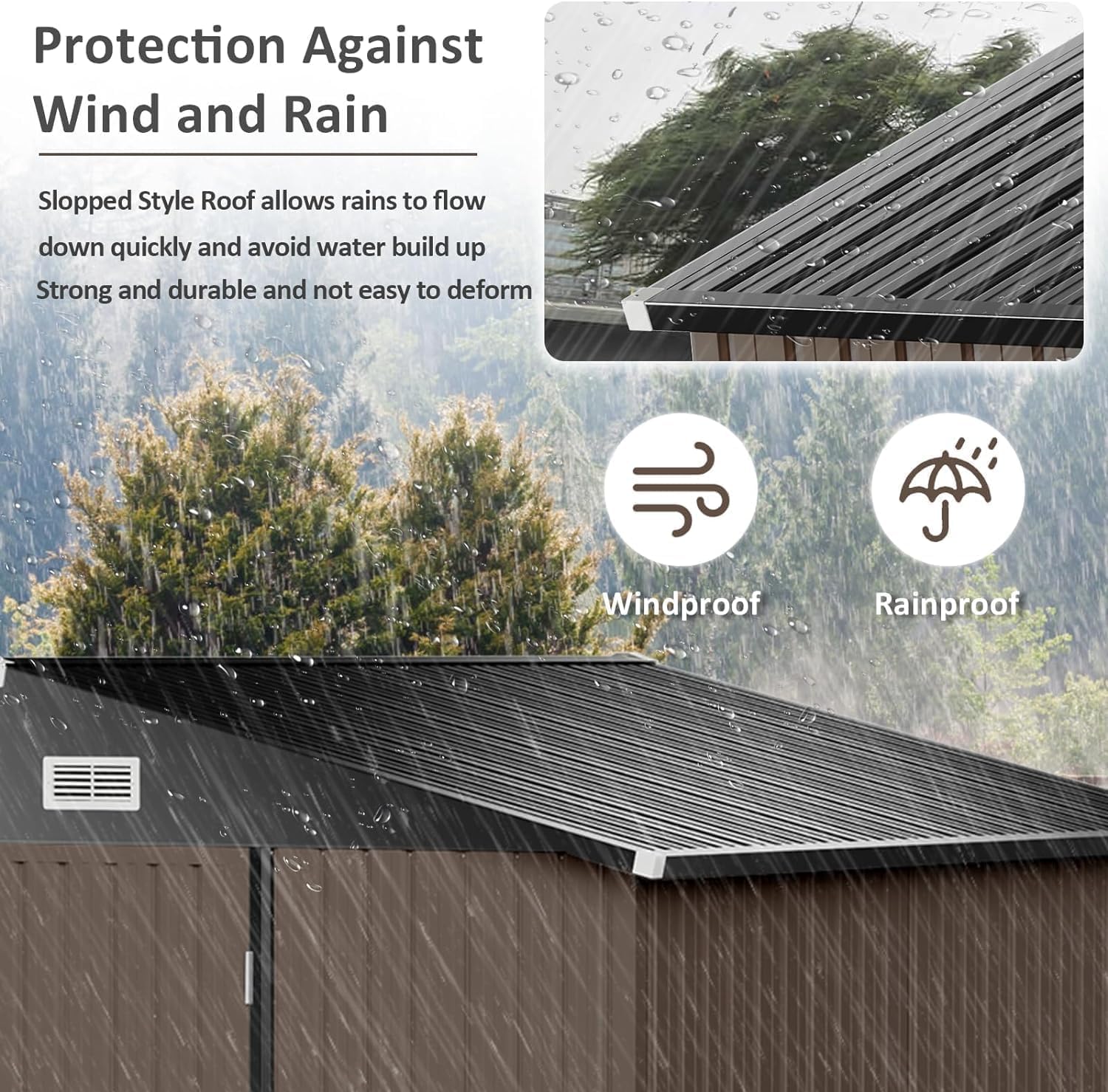 Aoxun 6.2x4 FT Shed Outdoor Storage Shed Metal Garden Shed Slooping Roof Tool Shed Bike Shed wourant