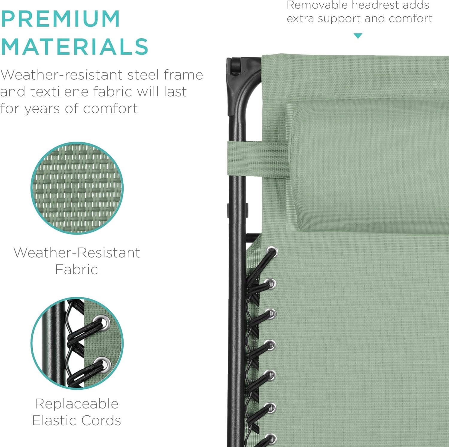 Best Choice Products Folding Zero Gravity Outdoor Recliner Patio Lounge Chair w/Adjustable Canopy Shade, Headrest, Side Accessory Tray, Textilene Mesh - Peacock Blue wourant