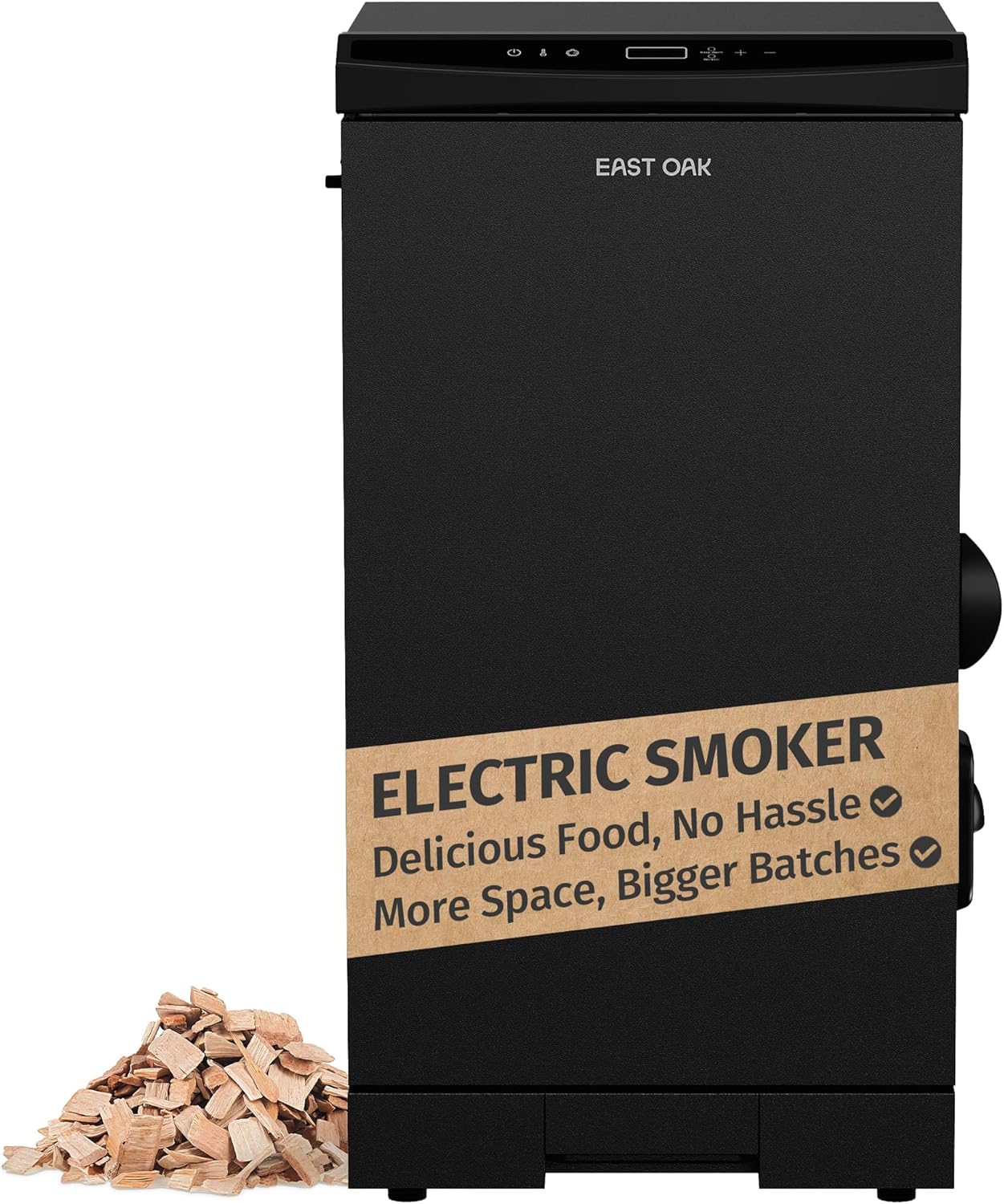 EAST OAK 30" Outdoor Electric Smoker | Built-in meat probe, smokes up to 6 times longer in a single load, side loader for uninterrupted smoking wourant