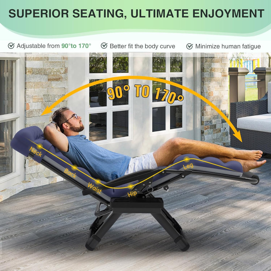 Indoor and outdoor patio chair folding lounge chair zero gravity chair with removable cushion camping lounge chair wourant