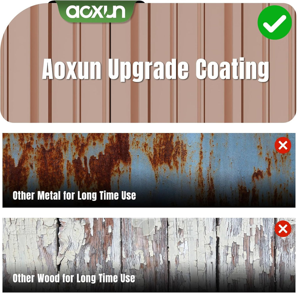 Aoxun 6.2x4 FT Shed Outdoor Storage Shed Metal Garden Shed Slooping Roof Tool Shed Bike Shed wourant