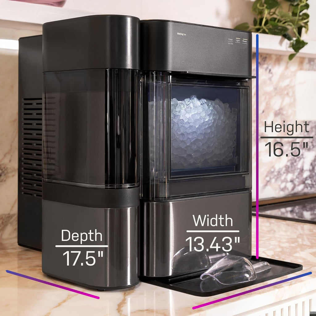 GE Profile Opal 2.0 XL with 1 Gallon Tank, Chewable Crunchable Countertop Nugget Ice Maker, Scoop included, 38 lbs in 24 hours, Pellet Ice Machine with WiFi & Smart Connected, Stainless Steel wourant