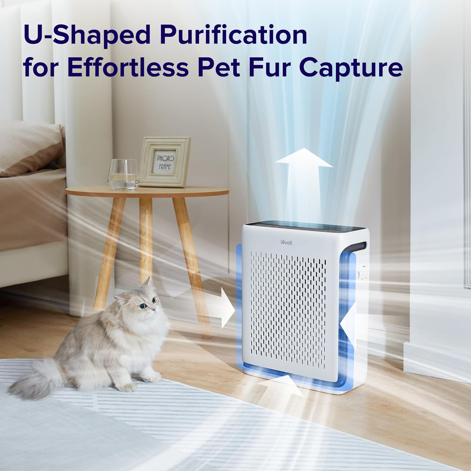 Large-room air purifier for home use with air quality monitor, washable pre-filter, and pet-friendly wourant