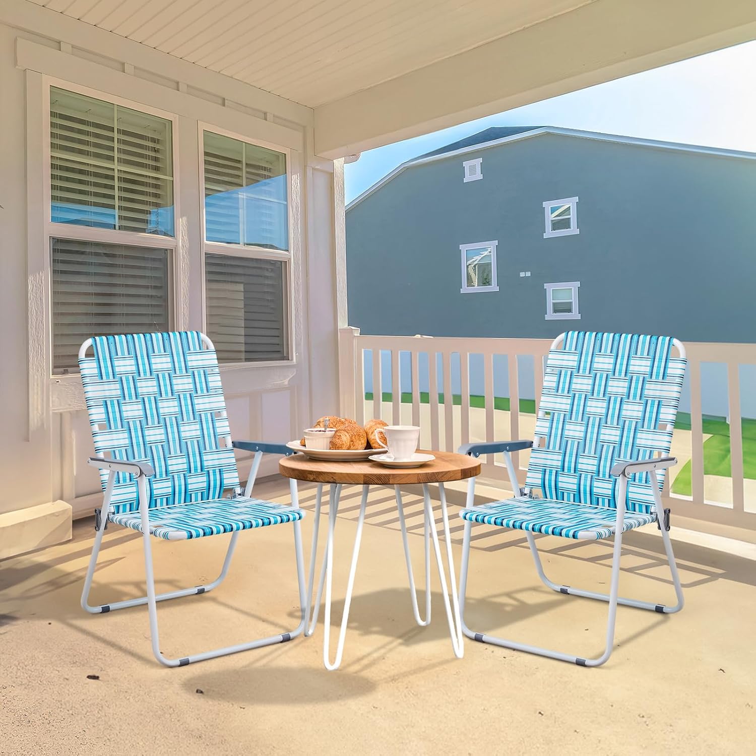 VINGLI Patio Lawn Webbed Folding Chairs Set of 2, Outdoor Beach Portable Lawn Chair Camping Chair Beach Chair wourant