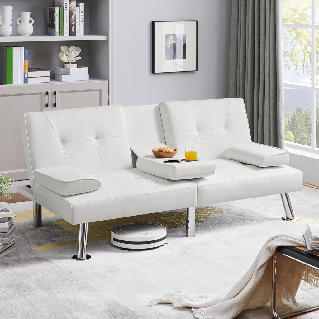Convertible Sofa Bed Modern Imitation Leather Home Recliner Flip Double Sofa Folding Sofa Bed Guest Bed wourant