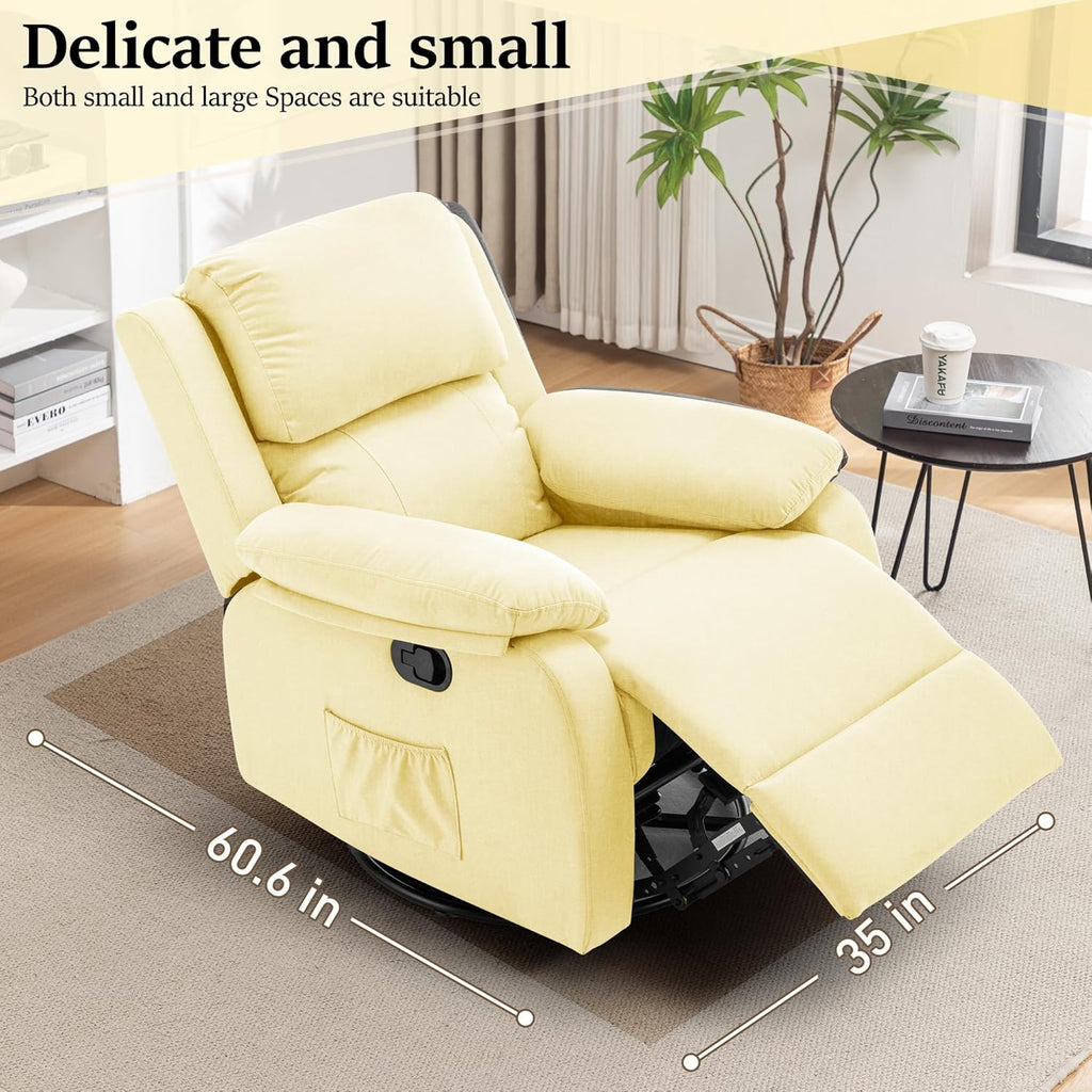 Reclining rocking chair 360 degree rotating fabric sliding reclining chair wourant