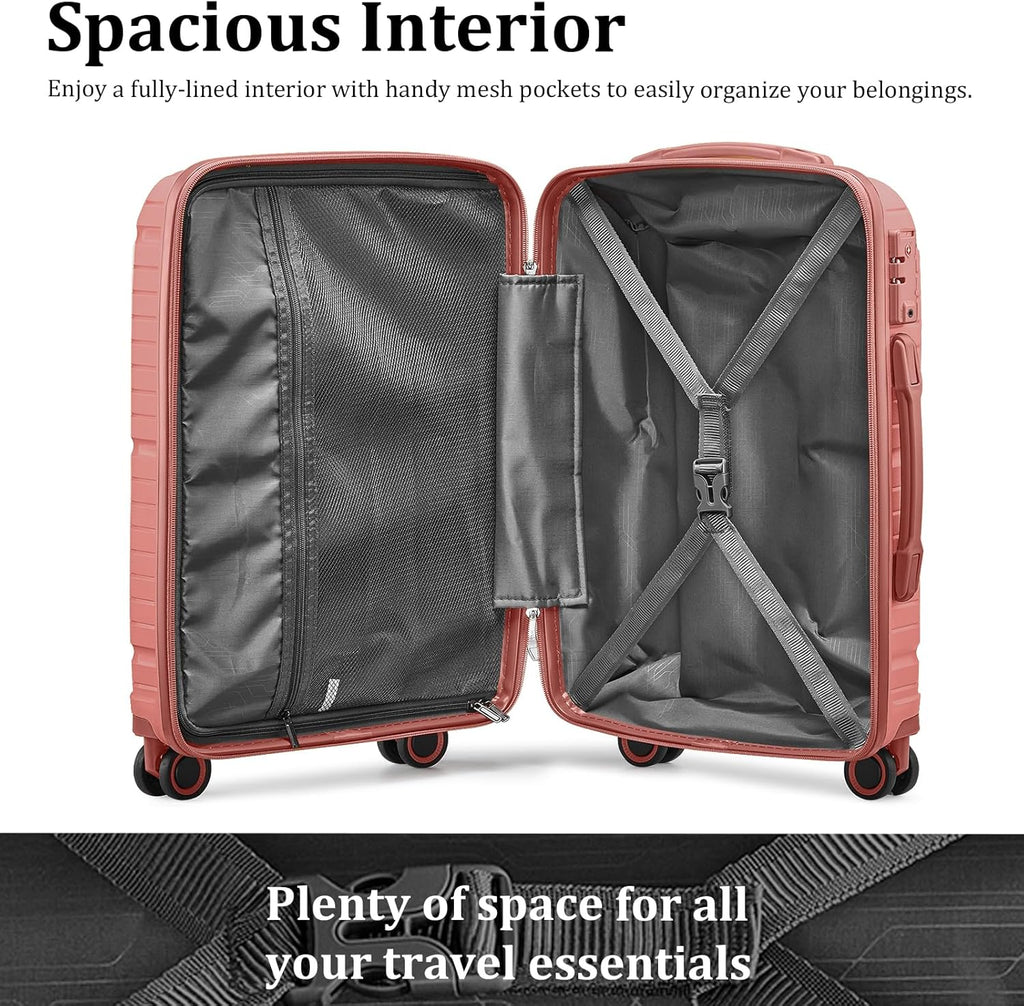 5-piece PP hardshell lightweight travel carry-on luggage set with dual spinner wheels and TSA lock wourant