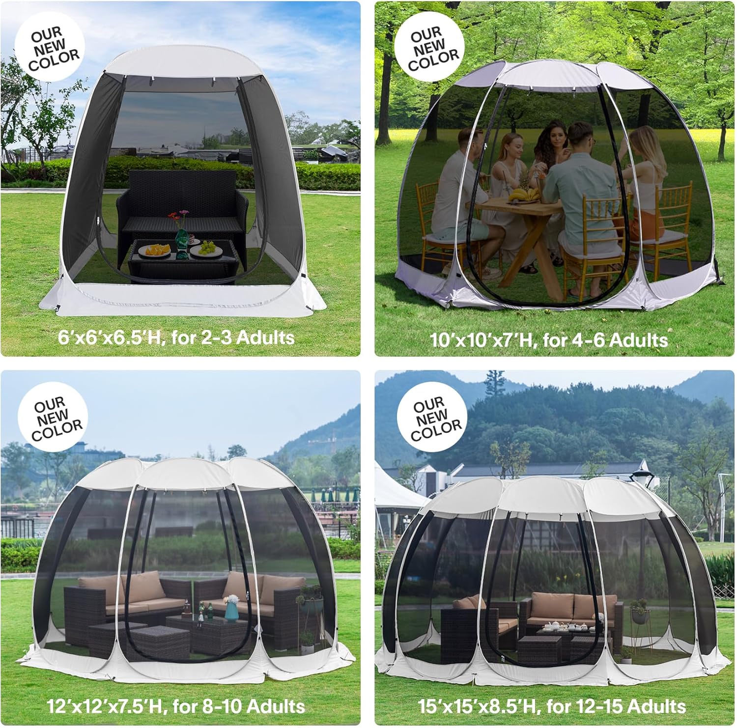 Screen gazebo, sleeps 6-10-15 people Igloo-style canopy tent with mosquito net on the sides Perfect for garden, patio, backyard wourant