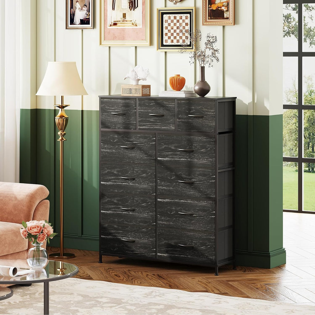 Storage Organizer Unit with 11 Fabric Bins, Storage Drawers Organizer with Steel Frame, Tall Storage Tower Organizaton wourant