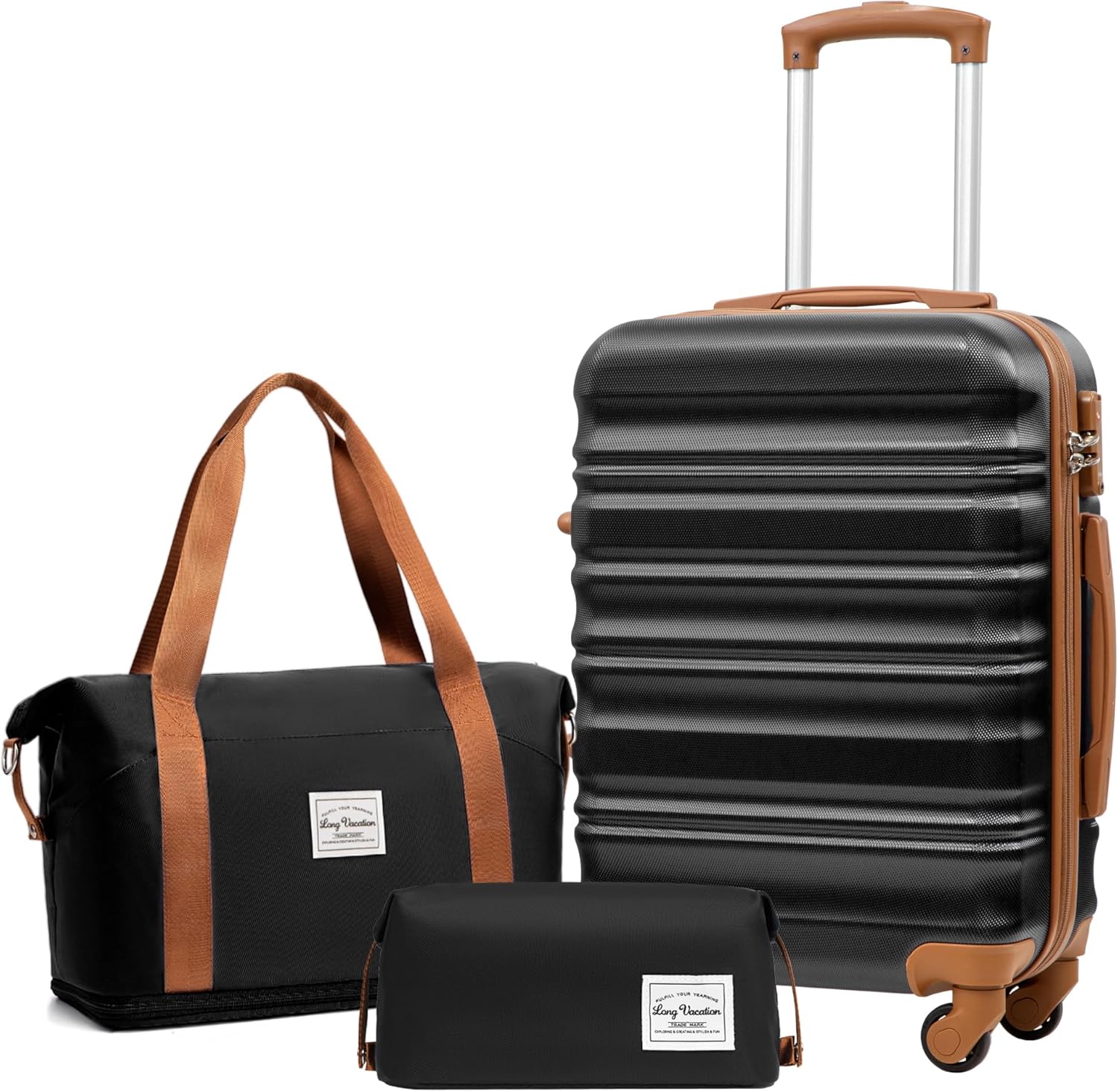 LONG VACATION 6 Piece Luggage Set Carry on Suitcase with ABS+PC hardshell, Spinner Wheels & YKK Zipper TSA Lock wourant