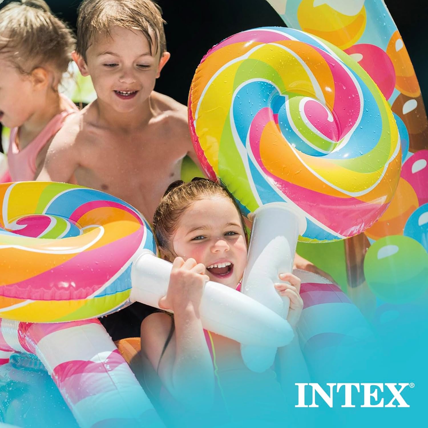 Intex 96" x 78" x 28" Inflatable Jungle Adventure Play Center Spray Kiddie Pool - Backyard Kids Water Slide, Outdoor Blow-Up Splash Pad for Toddlers wourant