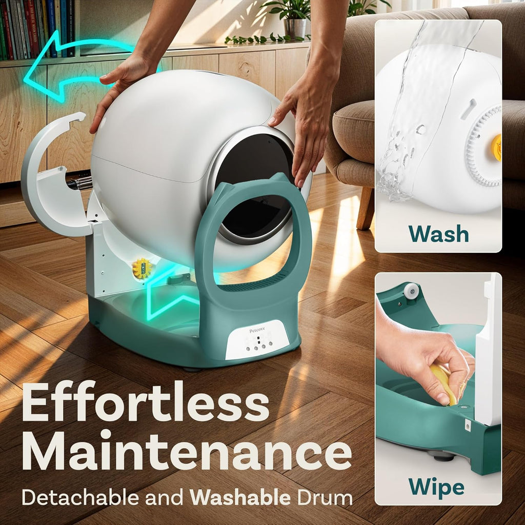 Self Cleaning Litter Box with Auto Safety Sensors for Multiple Cats - Automatic Cat Litter Box Self-Cleaning - Covered Odor Removal with APP Control - Compatible On All WiFi wourant