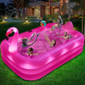 Inflatable Pool with Lights, Solar Flamingo Swimming Pool for Kids,Adults Inflatable Blow up Pool, Large Kiddie Pool, Durable Thickened Inflatable Family Pool for Backyard,Outdoor,105"x65"x25" wourant