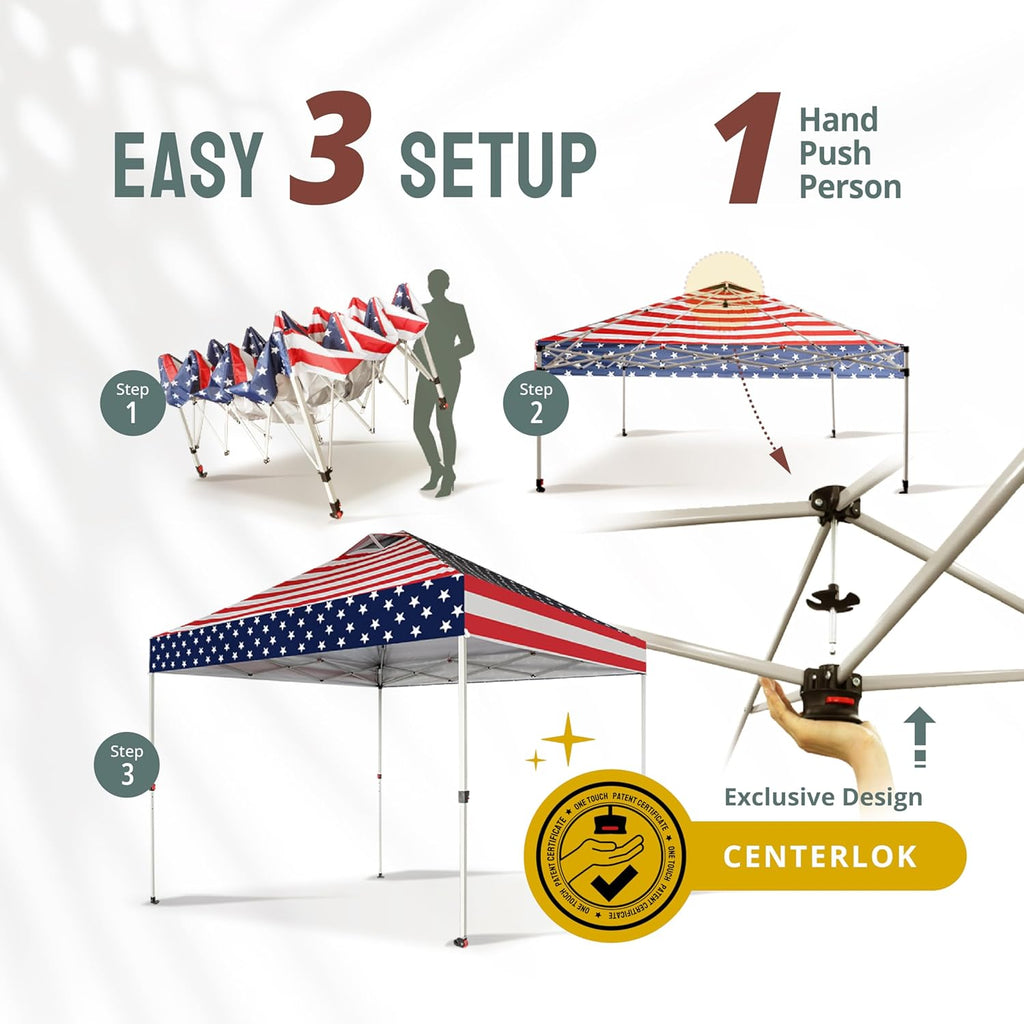 10x10 Pop-Up Awning - One-Click Installation Beach Tent - Outdoor Sunshade Silver Coated Top, 3 Heights and 4 Sand Pockets wourant