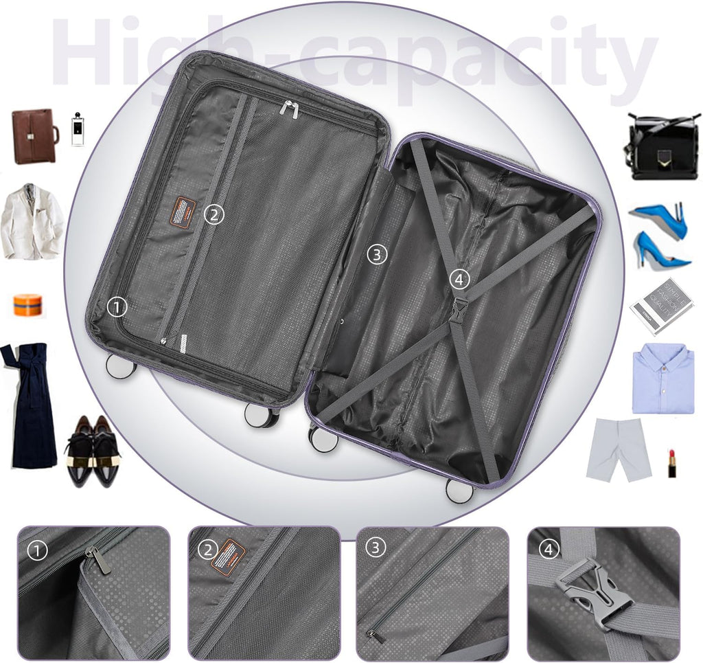 Luggage 6-piece hardshell expandable suitcase lightweight travel carry-on luggage set wourant