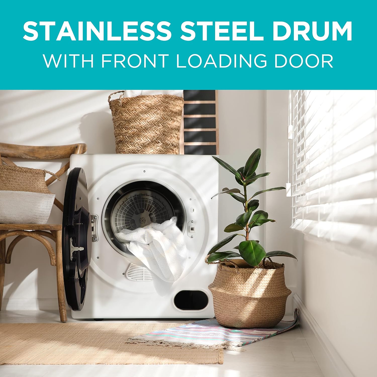 Compact Clothes Dryer, 1.5 Cu. Ft. 850W Electric Dryer, 120V Vented Portable Dryer with Stainless Steel Drum, for 5.5 lbs. of clothing for Standard Wall Outlet wourant