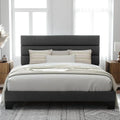 Allewie Queen Size Platform Bed Frame with Fabric Upholstered Headboard Wooden Slats Support wourant