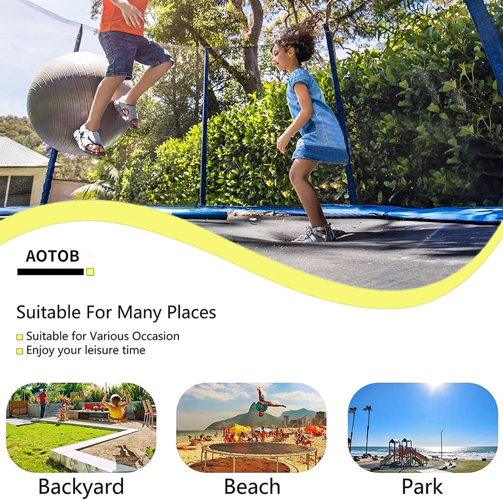 AOTOB 8FT 10FT 12FT 14 FT 15FT Trampoline with Safety Enclosure Net，Outdoor Trampoline with Basketball Hoop, Heavy Duty Jumping Mat and Spring Cover Padding for Kids and Adults, Storage Bag and Ladder wourant