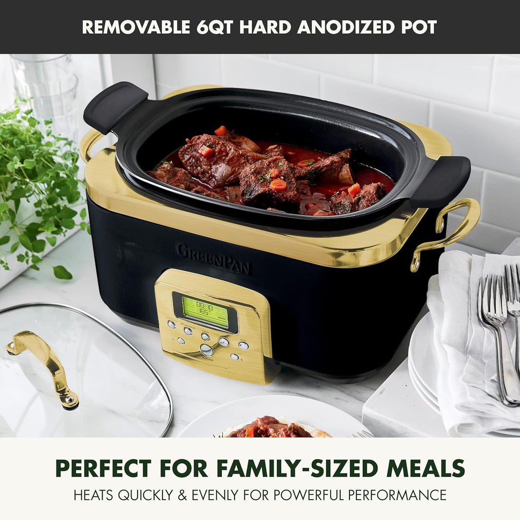 8-in-1 Programmable 6QT Electric Slow Cooker with Dishwasher-Safe Lid and Removable Base wourant