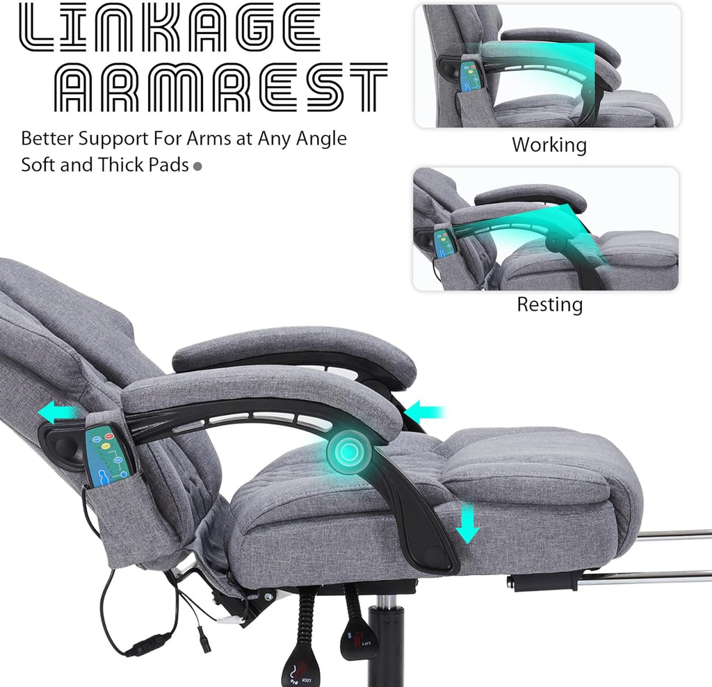 Massage Office Chair with Footrest 6 Point Vibration and Heating Home Executive Office Desk Chair wourant