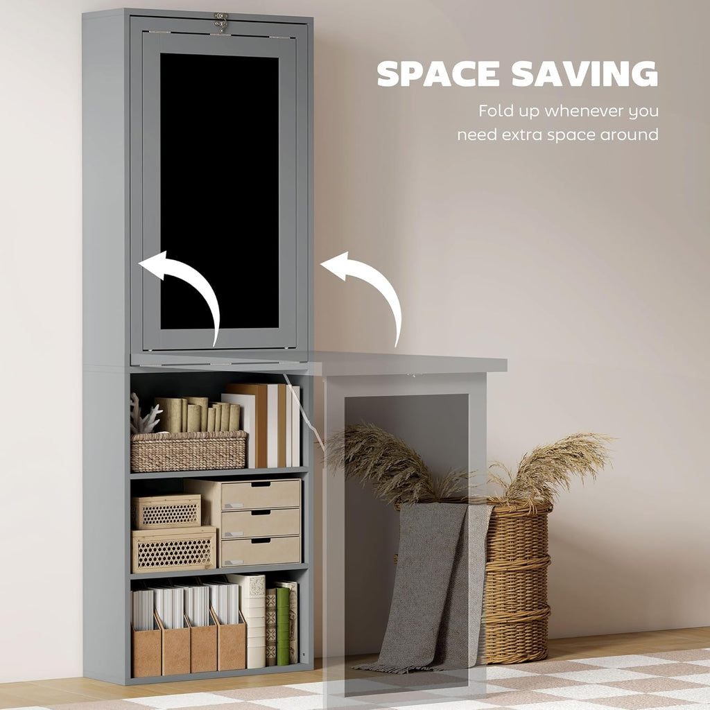 Folding convertible writing desk, wall mounted desk cabinet, multifunctional home office workstation wourant