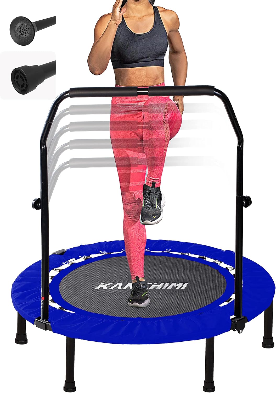Kanchimi 40" 48" Folding Mini Fitness Indoor Exercise Workout Rebounder Trampoline with Handle, Max Load 330lbs wourant