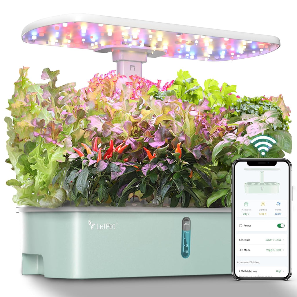 Hydroponic Planting System Kit, App and WiFi Controlled Smart Indoor Garden with 24W Full Spectrum Grow Light wourant