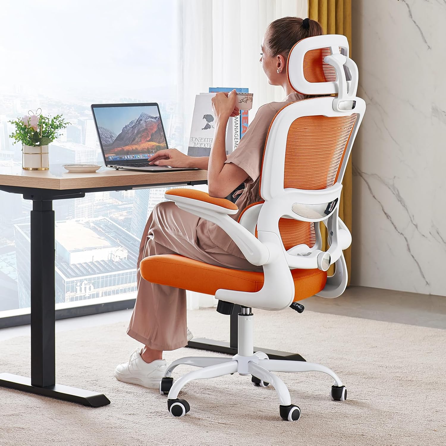 Office Chair Ergonomic Desk Chair, 330 lbs Home Mesh Desk Chair with Wheels, Comfortable Gaming Chair, High Back Office Chair wourant