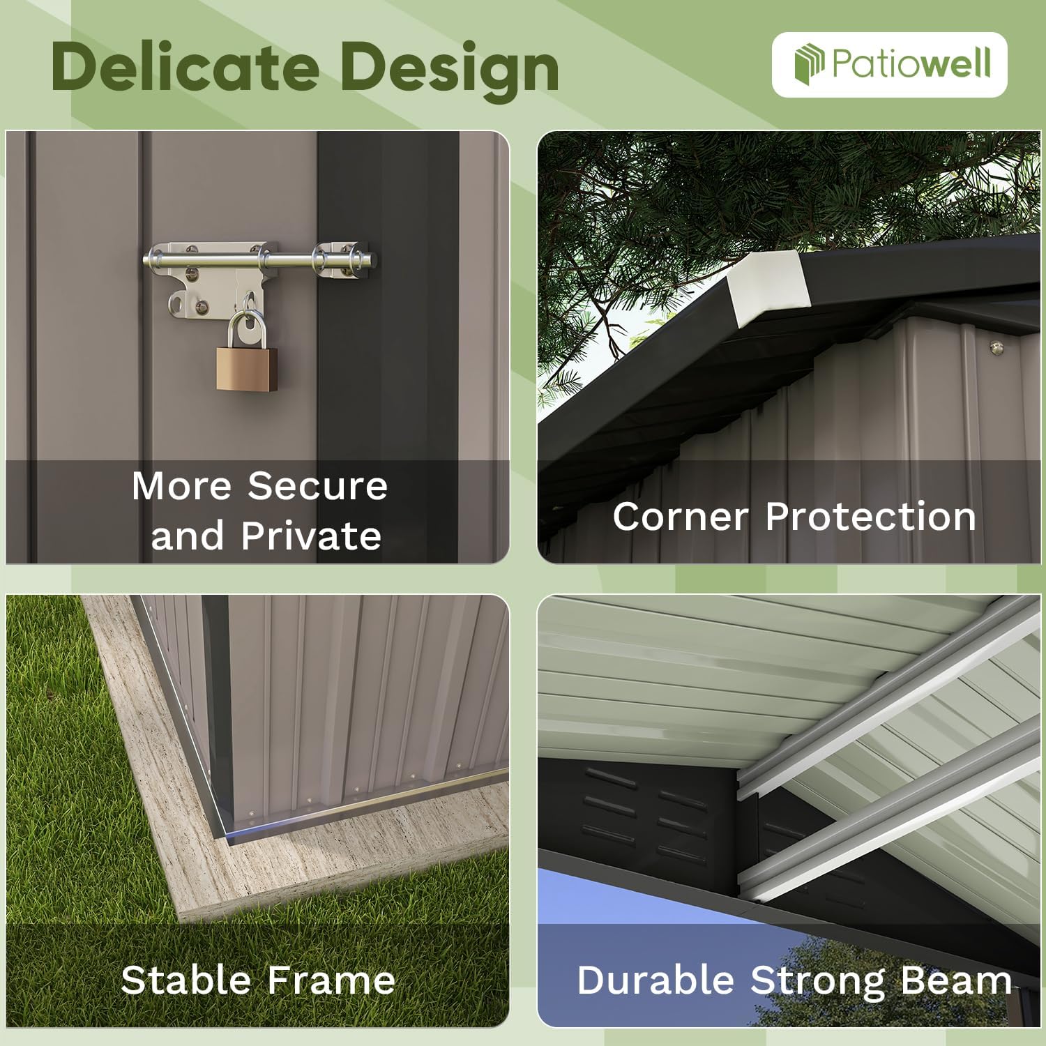 Patiowell 5x3 FT Outdoor Storage Shed Tool Shed with Sloping Roof and Lockable Door Metal Shed wourant