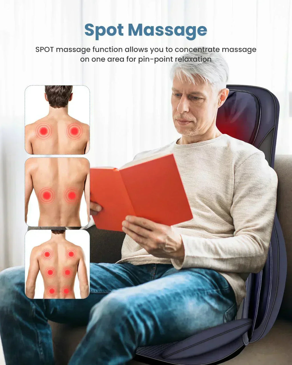 COMFIER Massager Chair with Heat Shiatsu Neck Back Massager Portable with Compress wourant