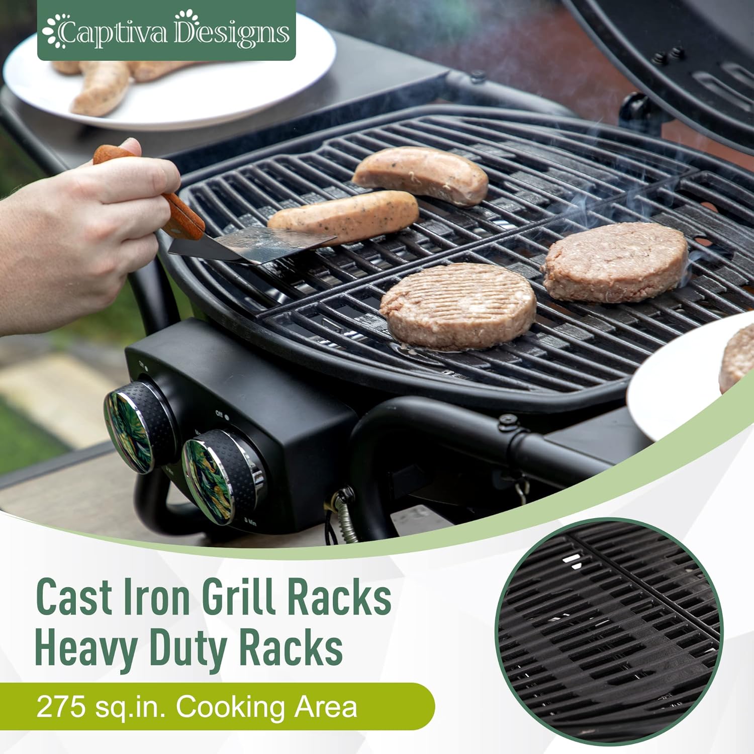 Captiva Designs 4-Burner Propane Gas BBQ Grill with Side Burner & Porcelain-Enameled Cast Iron Grates, 42,000 BTU Output Stainless Steel Grill for Outdoor Cooking Kitchen and Patio Backyard Barbecue wourant
