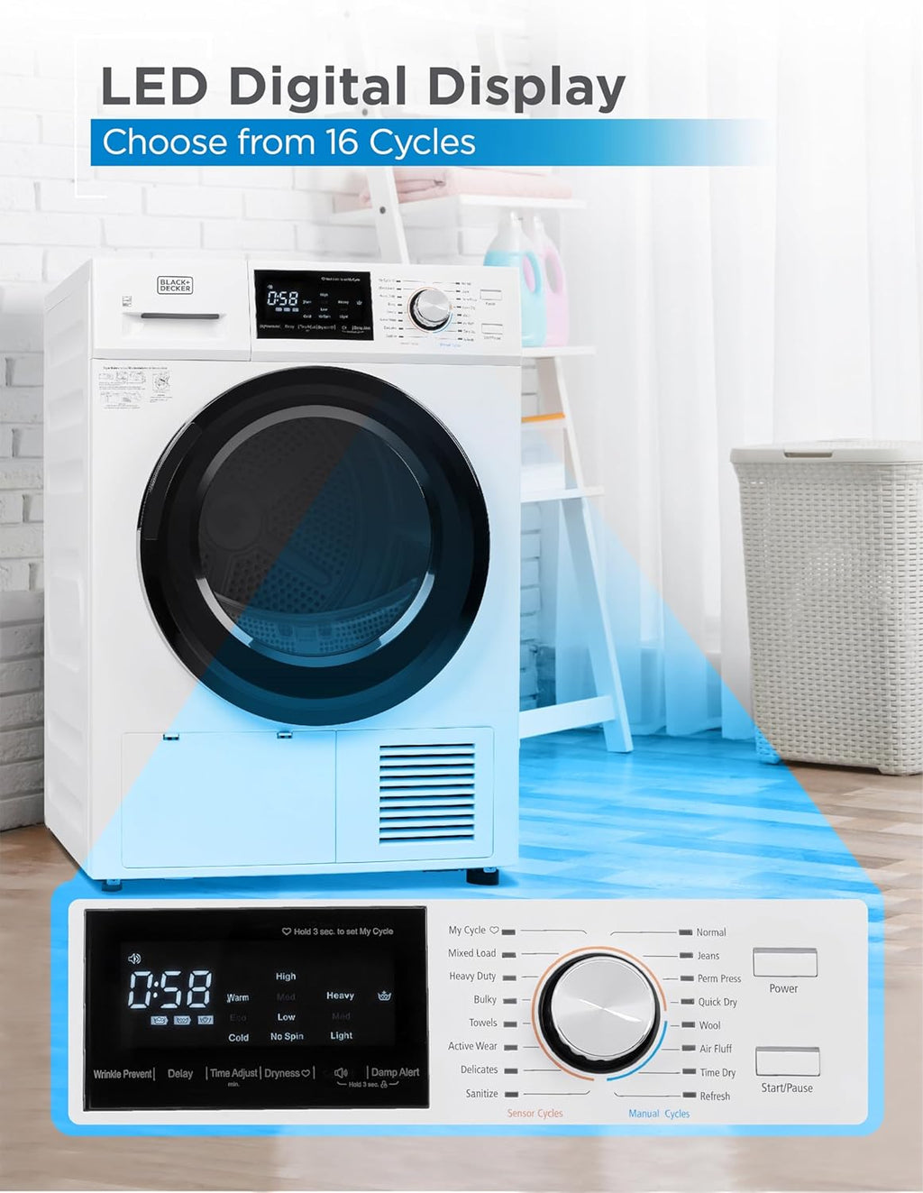 Compact Clothes Dryer, 1.5 Cu. Ft. 850W Electric Dryer, 120V Vented Portable Dryer with Stainless Steel Drum, for 5.5 lbs. of clothing for Standard Wall Outlet wourant