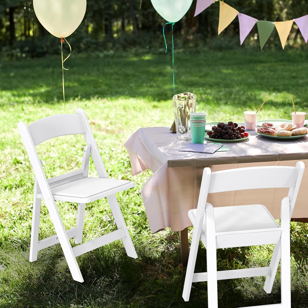 VINGLI Resin Folding Chair with Cushion Foldable Plastic Chair with Comfortable Cushioned Seat wourant