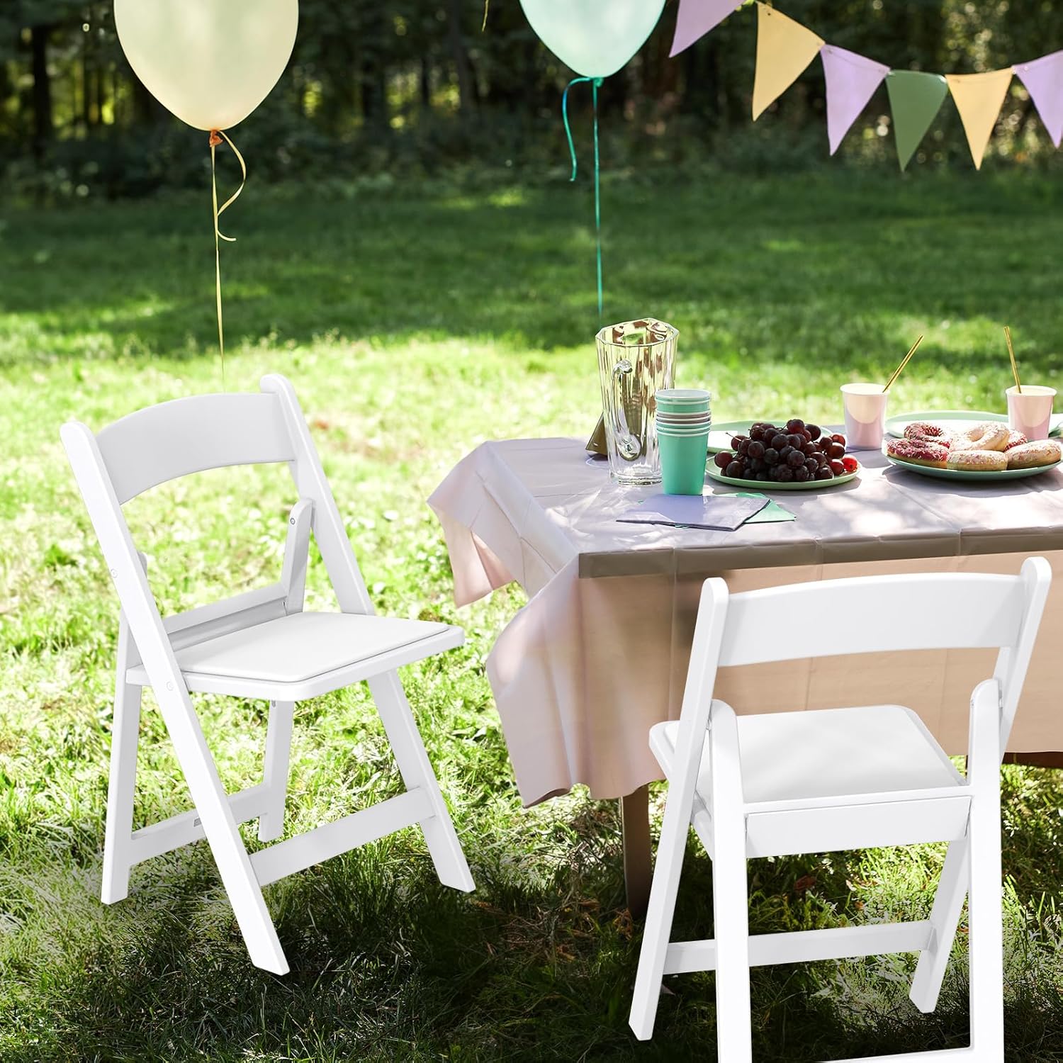 VINGLI Resin Folding Chair with Cushion Foldable Plastic Chair with Comfortable Cushioned Seat wourant