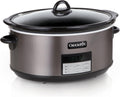 Large 8-Quart Programmable Slow Cooker with Auto Warm Setting Black Stainless Steel wourant