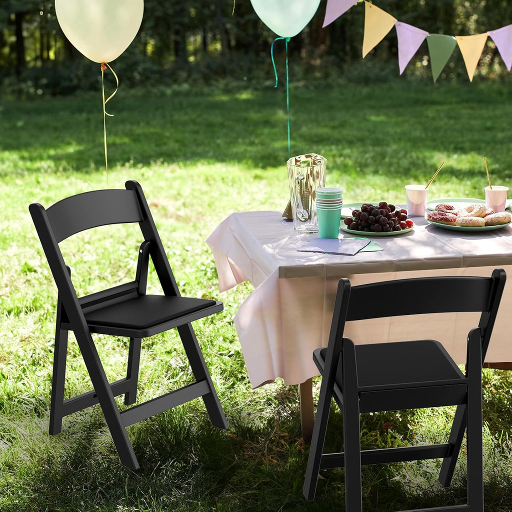 VINGLI Resin Folding Chair with Cushion Foldable Plastic Chair with Comfortable Cushioned Seat wourant
