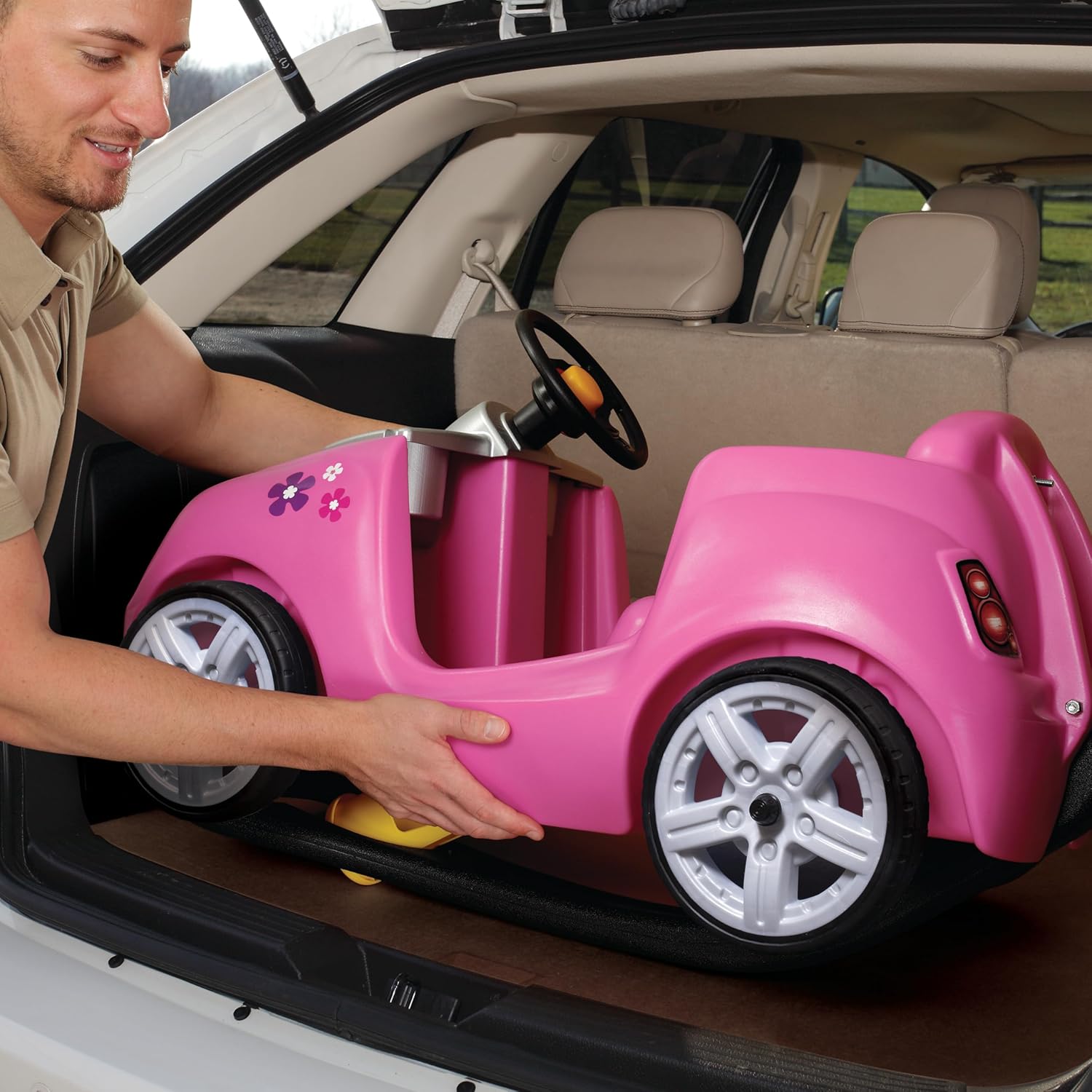 Step2 Whisper Ride II Ride On Push Toy Car Pink Ride On Car Seat Belt Easy Storage Transport wourant