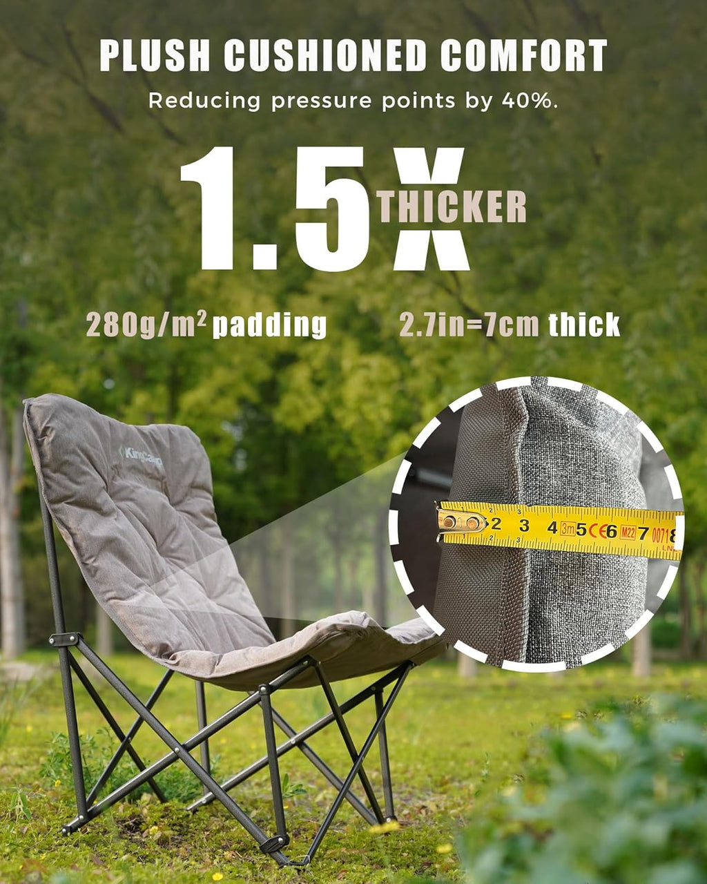 Butterfly chair, extra large thick comfortable camping chair, portable folding chair, 400 lb heavy duty seat wourant