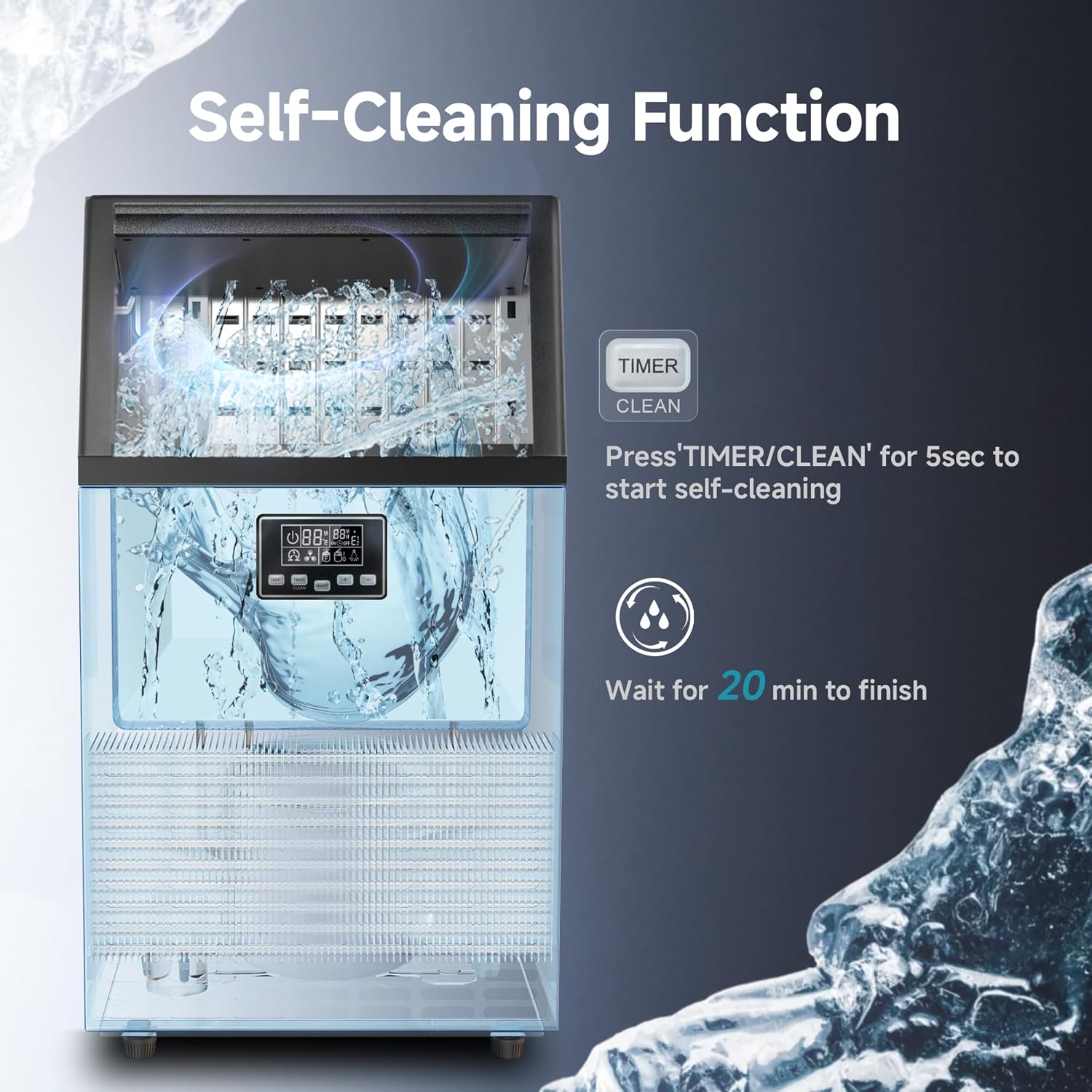 EUHOMY Commercial Ice Maker Machine, 100lbs/24H Stainless Steel Under Counter ice Machine with 33lbs Ice Storage Capacity, Freestanding Ice Maker. wourant