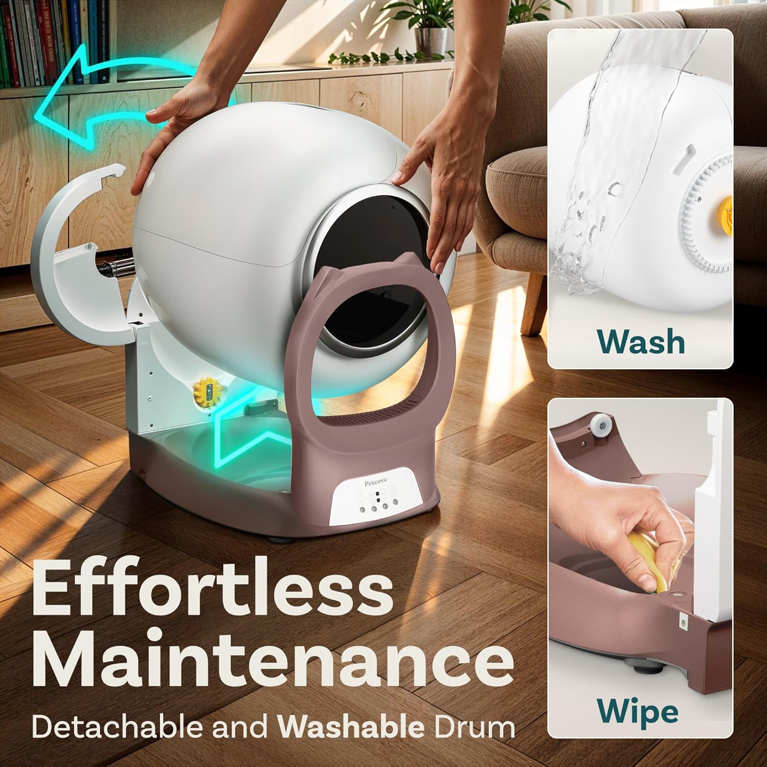 Self Cleaning Litter Box with Auto Safety Sensors for Multiple Cats - Automatic Cat Litter Box Self-Cleaning - Covered Odor Removal with APP Control - Compatible On All WiFi wourant