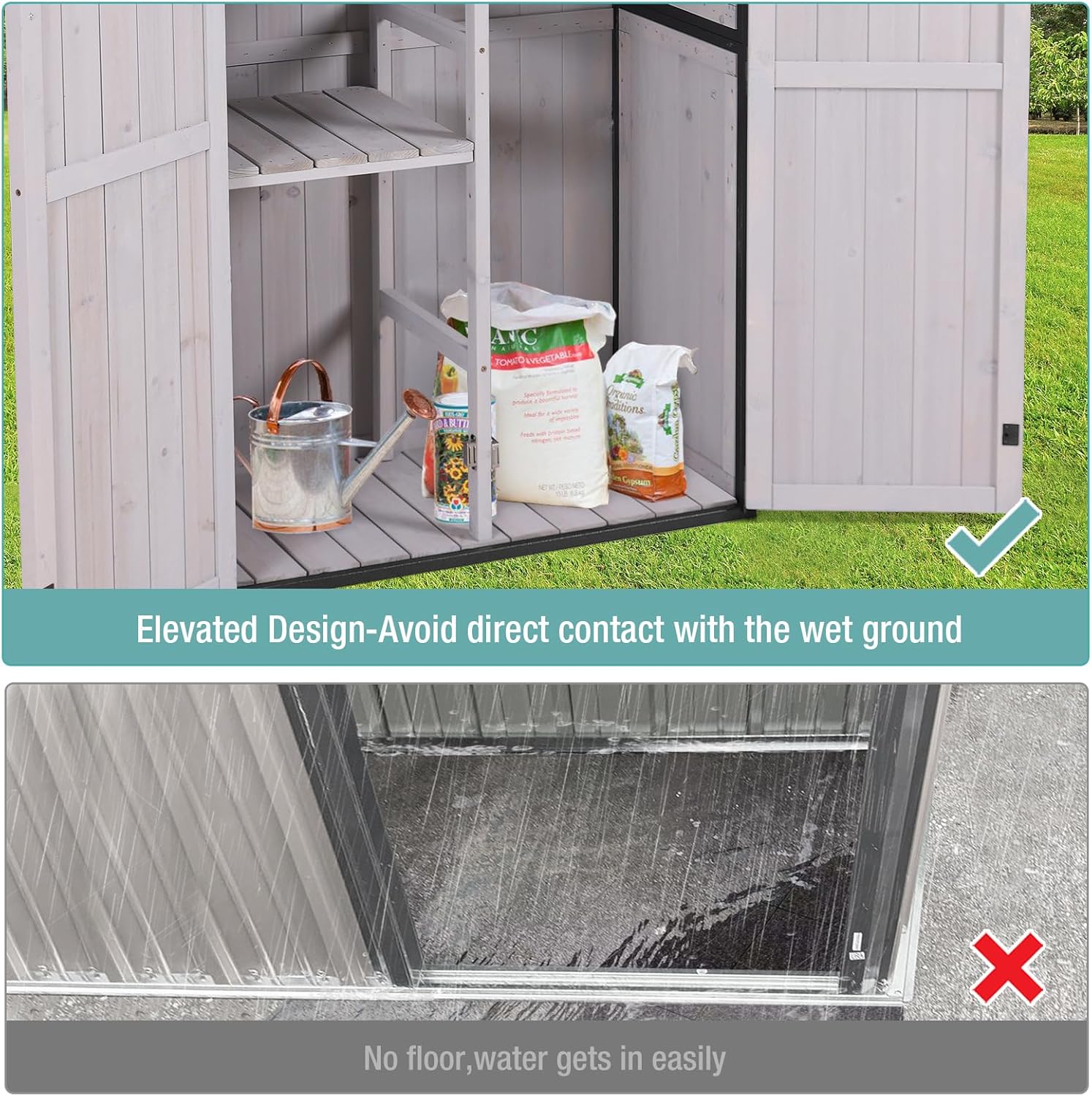 Sheds Outdoor Storage Garden Shed with Metal Frame Structure and Adjustable Shelves wourant