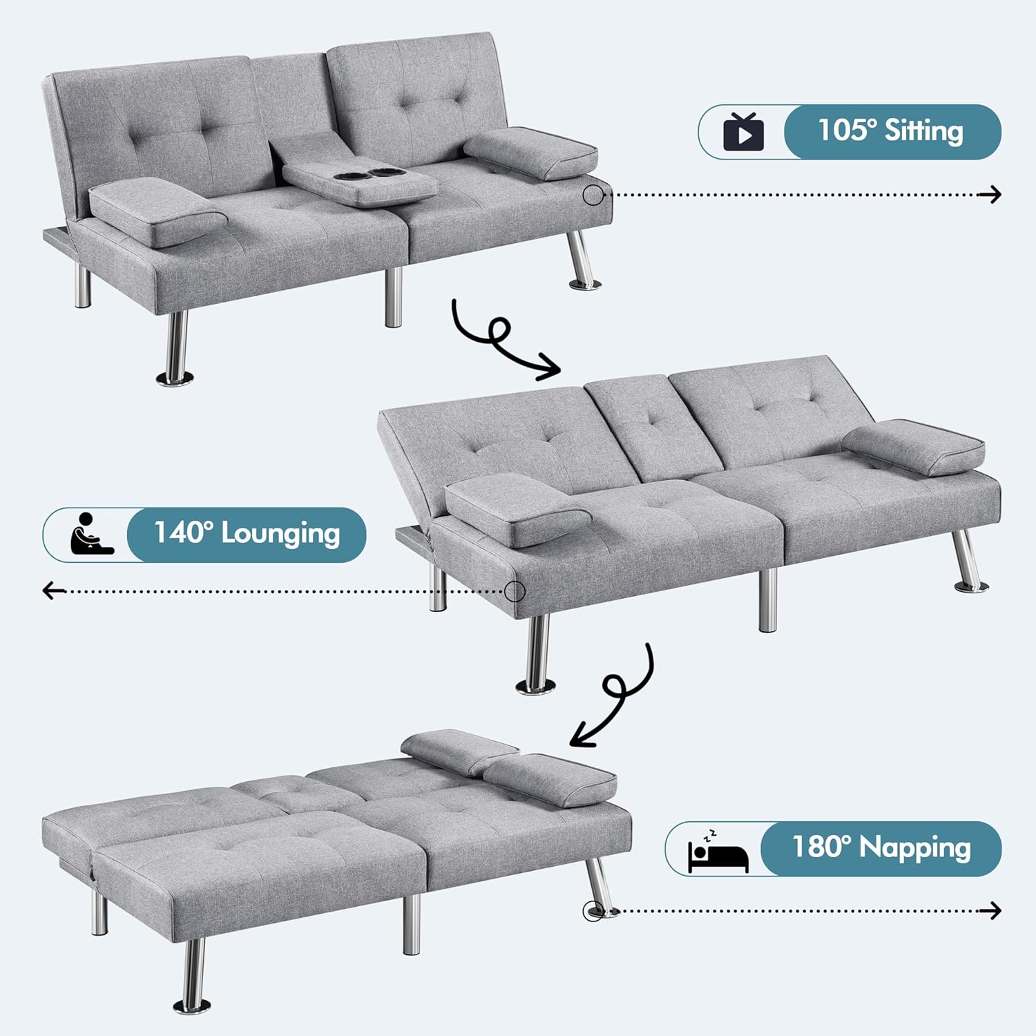 Convertible Sofa Bed Modern Imitation Leather Home Recliner Flip Double Sofa Folding Sofa Bed Guest Bed wourant