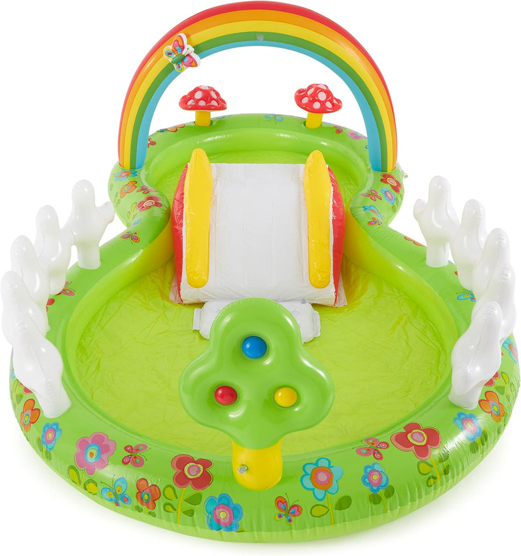 Intex 96" x 78" x 28" Inflatable Jungle Adventure Play Center Spray Kiddie Pool - Backyard Kids Water Slide, Outdoor Blow-Up Splash Pad for Toddlers wourant