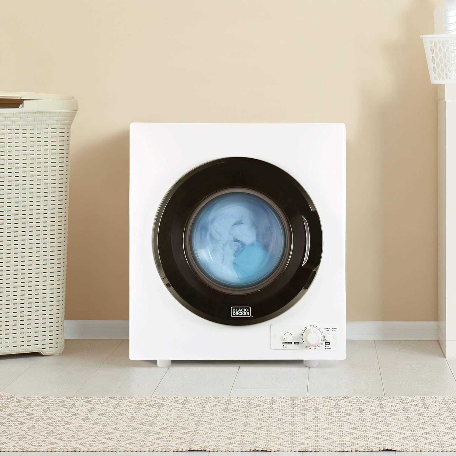 Compact Clothes Dryer, 1.5 Cu. Ft. 850W Electric Dryer, 120V Vented Portable Dryer with Stainless Steel Drum, for 5.5 lbs. of clothing for Standard Wall Outlet wourant