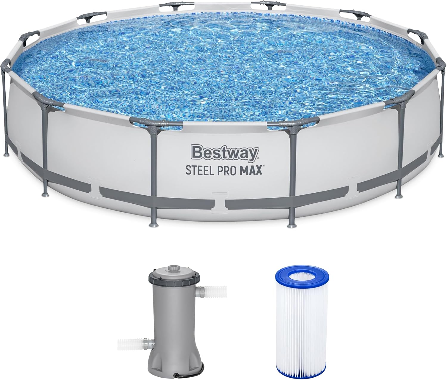 Steel Pro MAX 10 Foot x 30 Inch Round Metal Frame Above Ground Outdoor Backyard Swimming Pool Set with 330 GPH Filter Pump wourant