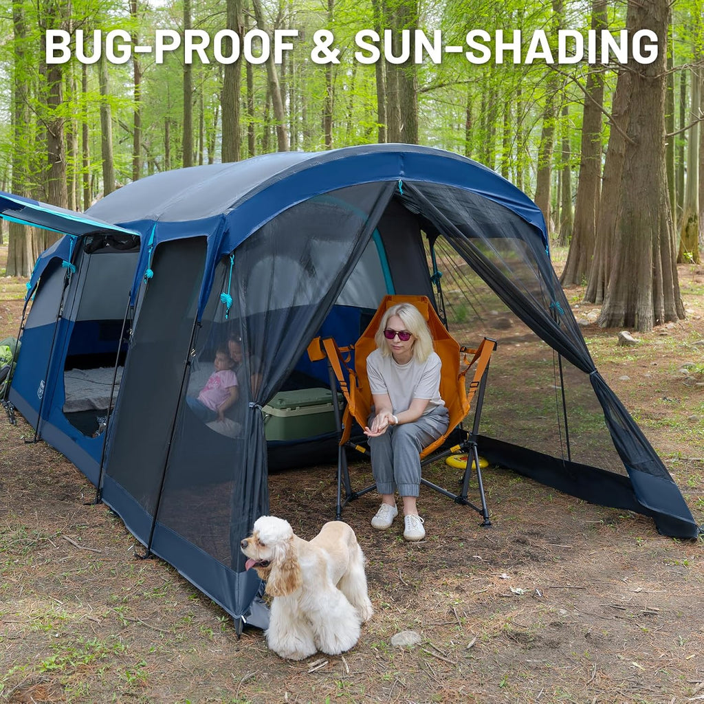 TIMBER RIDGE 8 Person Family Camping Tent with Screen Room, Double Layer Waterproof Weather Resistant Big Tunnel Tent with Rainfly Carry Bag, Large Family Tent for Outdoor Party 20ft x 8ft x 76in wourant