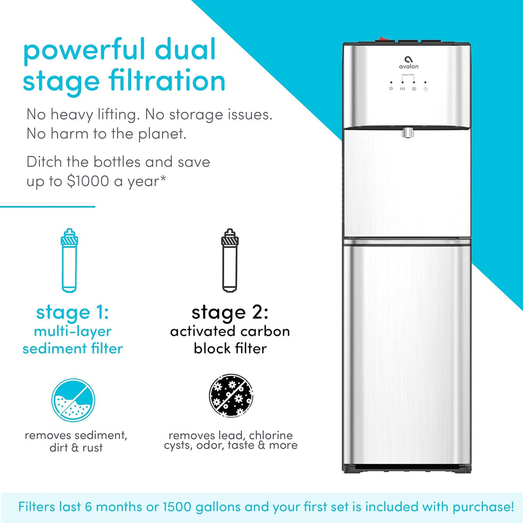 Avalon A3F Bottom Loading Water Cooler Dispenser with BioGuard-3 Temperature Settings-UL-Filtered wourant